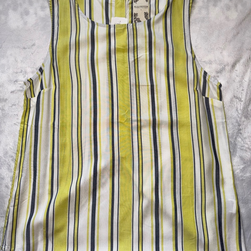 Blu Pepper Yellow and White Striped Tank Top